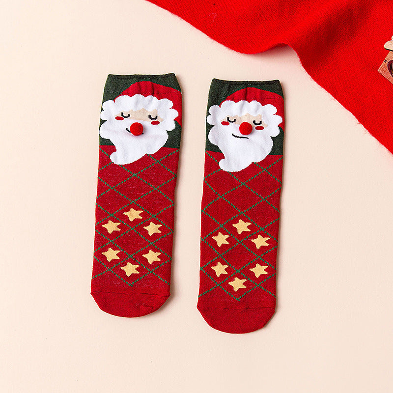 Red Mid Calf Casual Christmas Socks