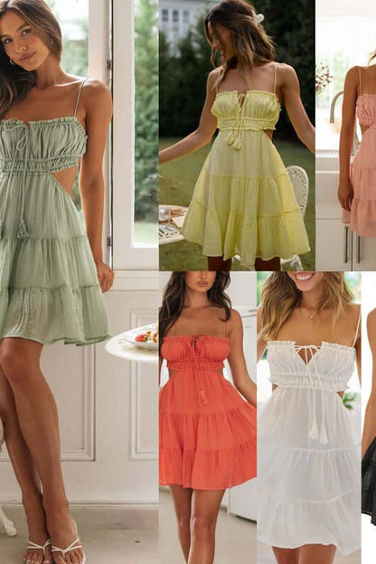 One-Shoulder Backless Sling summer dress