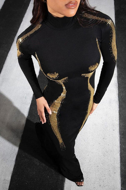 3D body printing high-neck casual dress