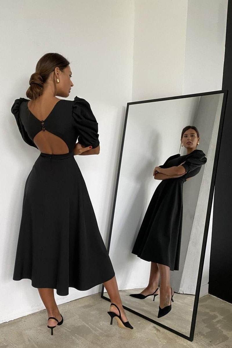Backless high waist midi dress