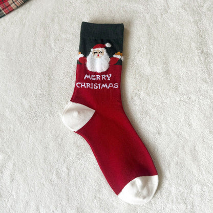 Cute Cartoon Thick Warm Red Ankle Christmas Socks