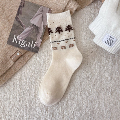 Intarsia Retro Thick Warm Mid Calf Christmas Socks