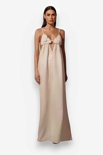 Apricot V-neck Sleeveless Loose Dress