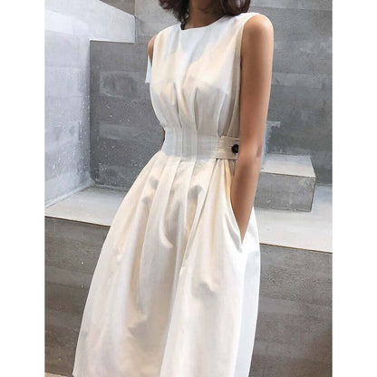 Sleeveless Vest Suspender Midi Dress