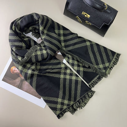 Classic Checkered Wool Blend Christmas Scarf