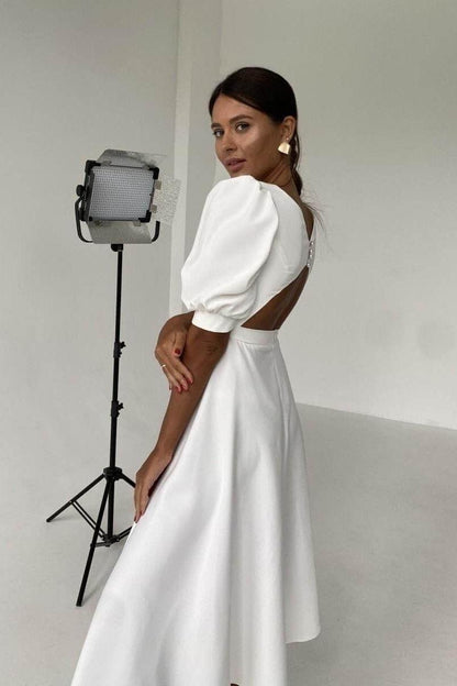 Backless high waist midi dress