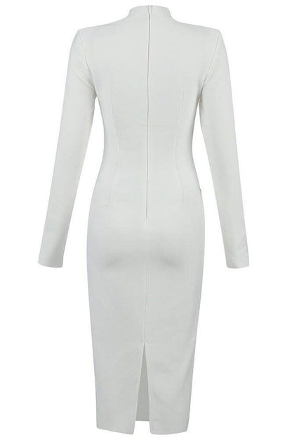 High-neck bandage slim fit hip dress
