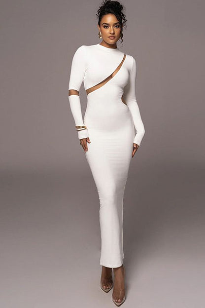 Hollow Back Slit Long Sleeve Dress