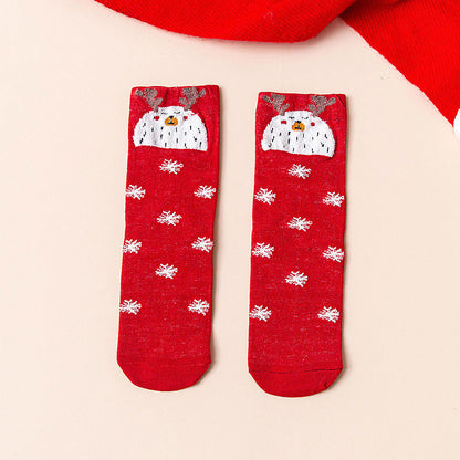 Red Mid Calf Casual Christmas Socks