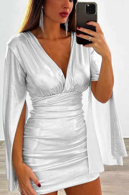 Backless long-sleeved high-waist slim dress