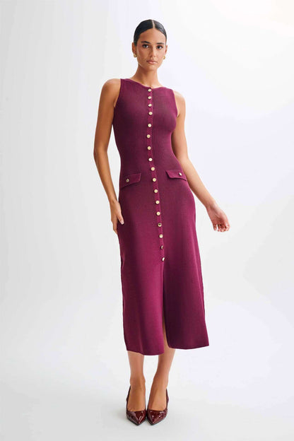 Elegant sleeveless button long dress