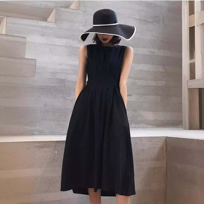 Sleeveless Vest Suspender Midi Dress