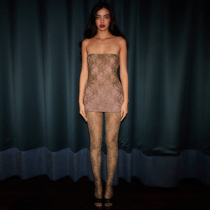 Sexy breast-wrapped dress and stockings