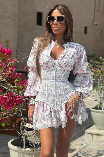 Long Sleeve Short Lace Dress