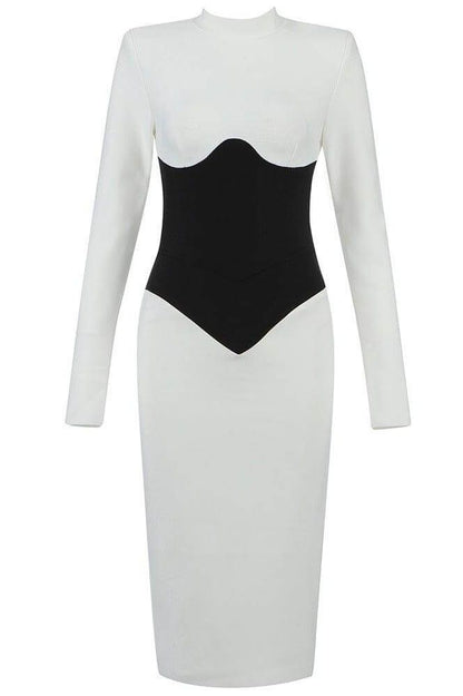 High-neck bandage slim fit hip dress