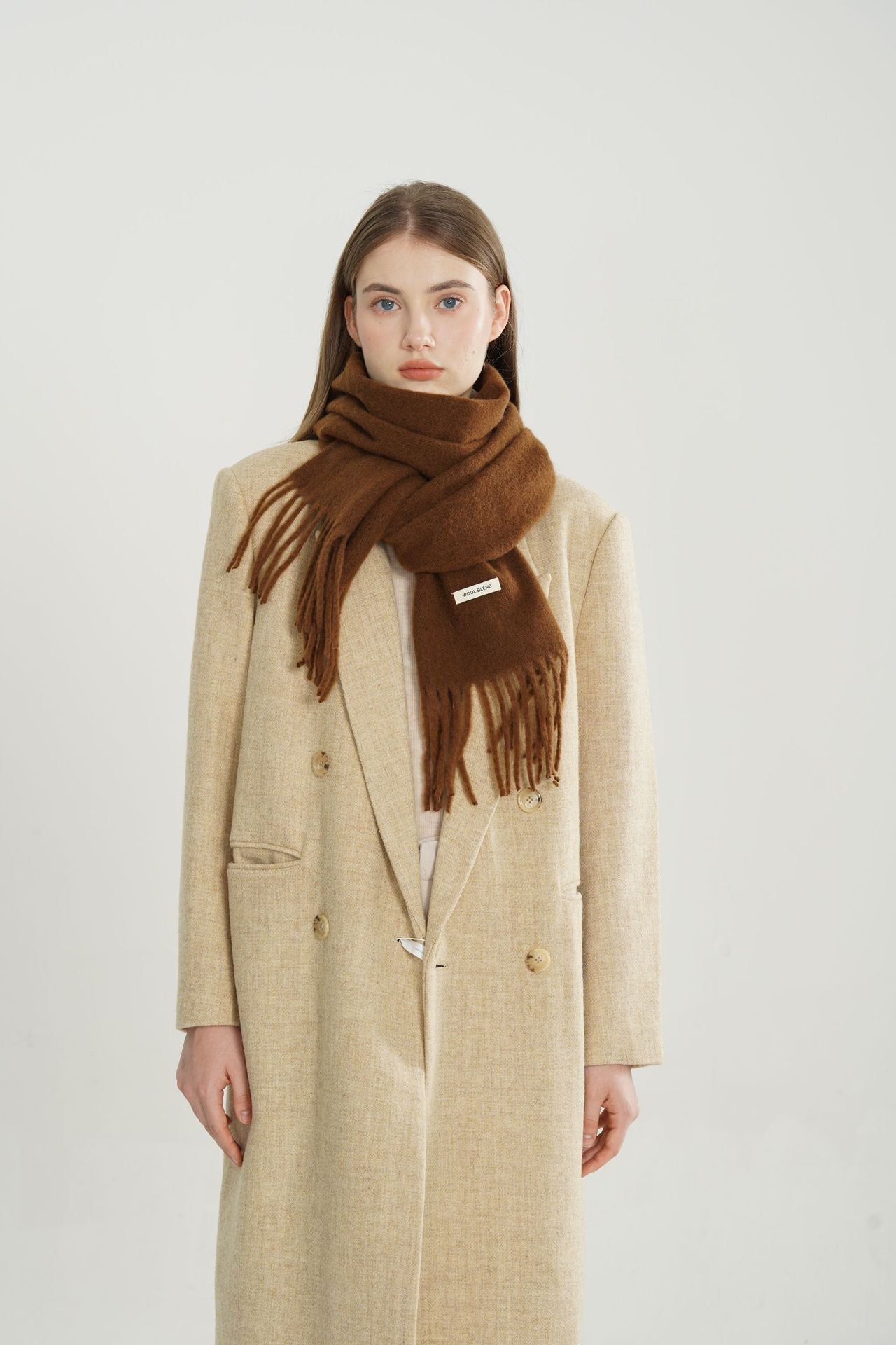 Woven Fringe Wool Blend Christmas Scarf