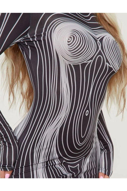 Printed Long-Sleeved fit dress