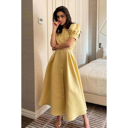 Short-Sleeved A-Line Dress