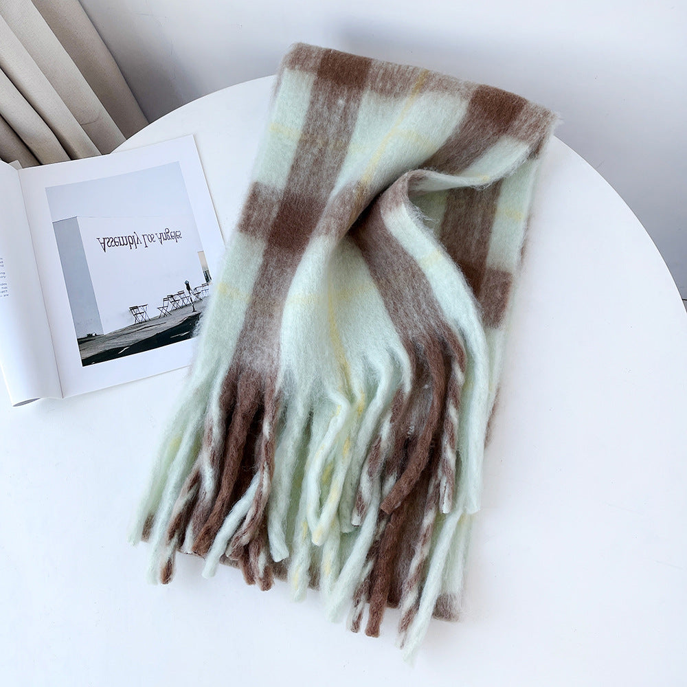 Plaid Mohair Blend Christmas Scarf