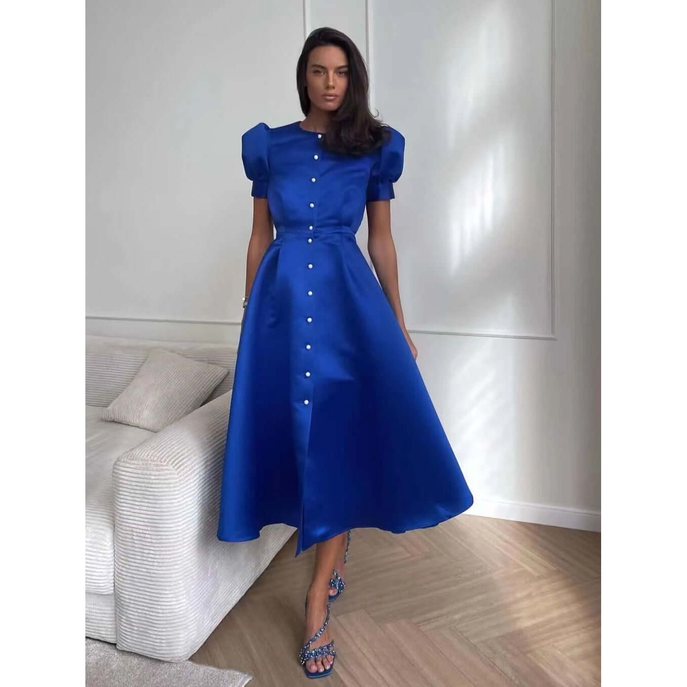 Short-Sleeved A-Line Dress