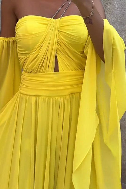 Yellow Waist Loose Dress
