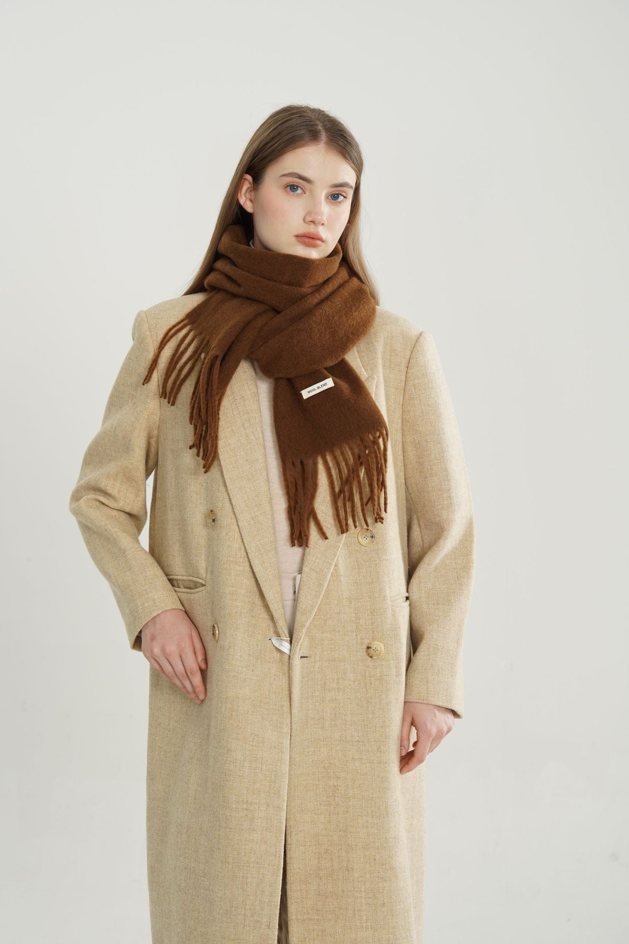 Woven Fringe Wool Blend Christmas Scarf