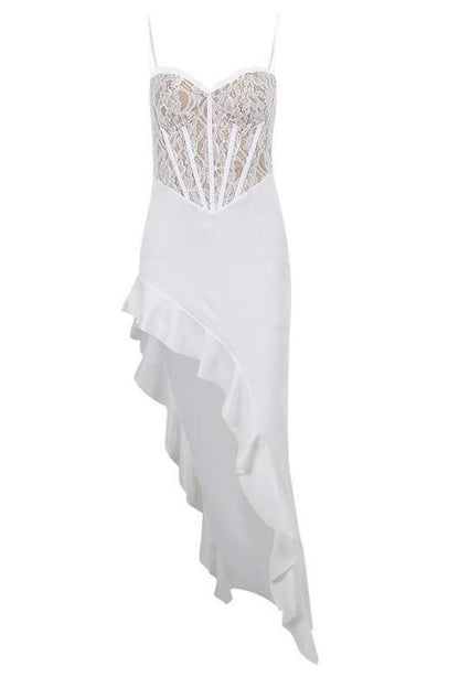 ruffle white long dress