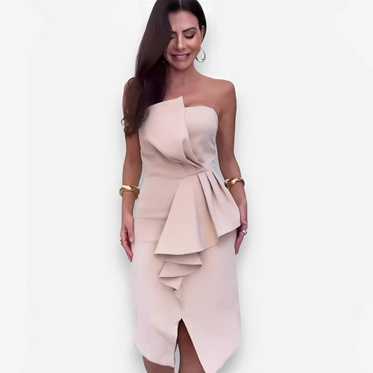 Asymmetrical Design Tube Top Dress