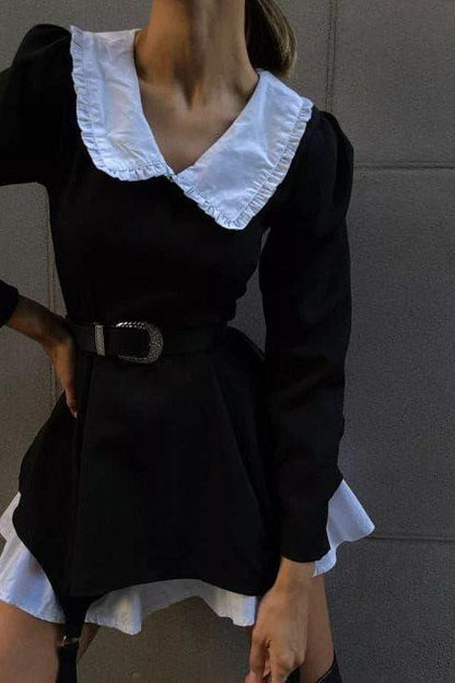 Doll-neck black dress