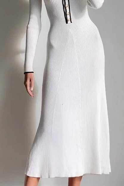 White French style V-neck slim dress
