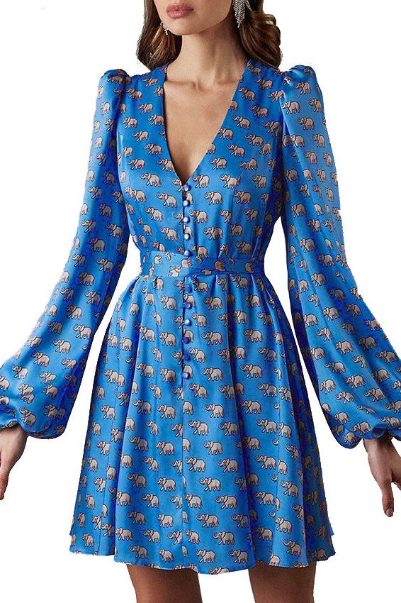 Satin V-neck Slim Dress