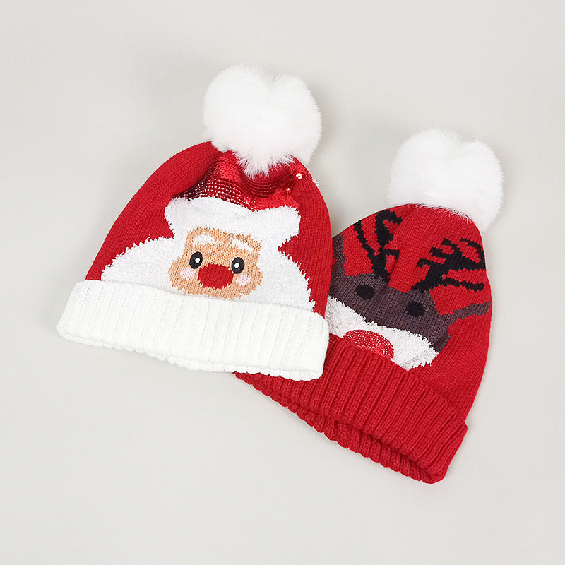 Knitted Santa Reindeer Beanie Christmas Hat