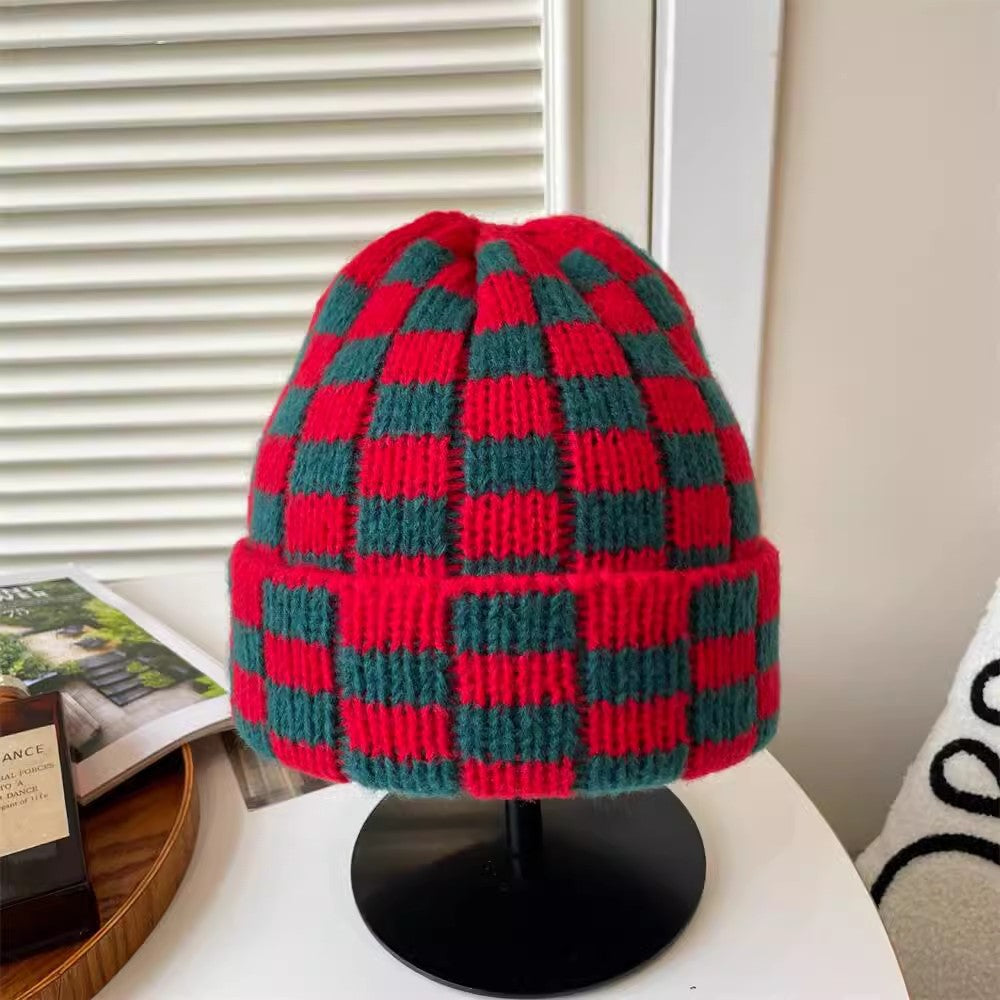 Checkered Knit Christmas Hat