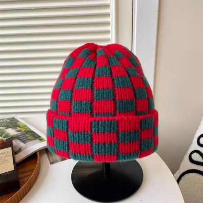 Checkered Knit Christmas Hat