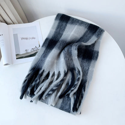 Plaid Mohair Blend Christmas Scarf