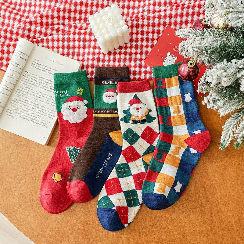 Cotton Mid-Calf Gift Boxed Couples Christmas Socks
