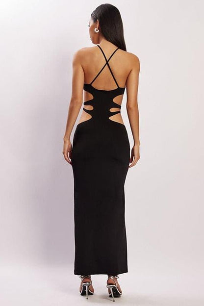 Hollow design long  Black dress