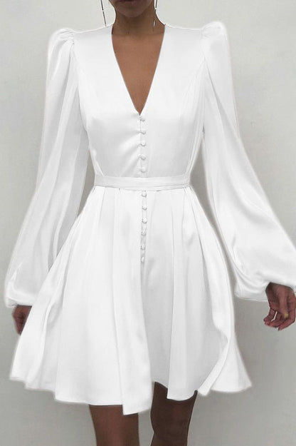 Satin V-neck Slim Dress