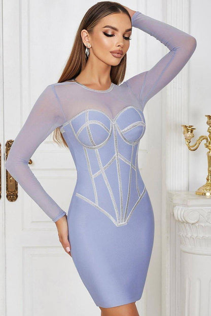 Retro Perspective Mosaic Mesh Dress