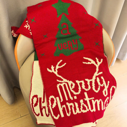 Fluffy Santa Cap Red Christmas Scarf