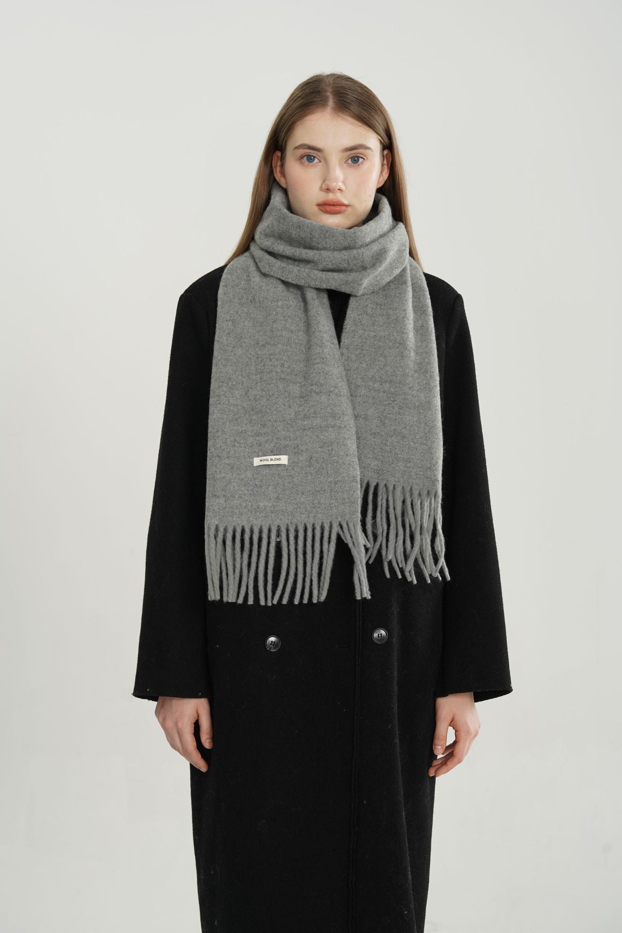 Woven Fringe Wool Blend Christmas Scarf