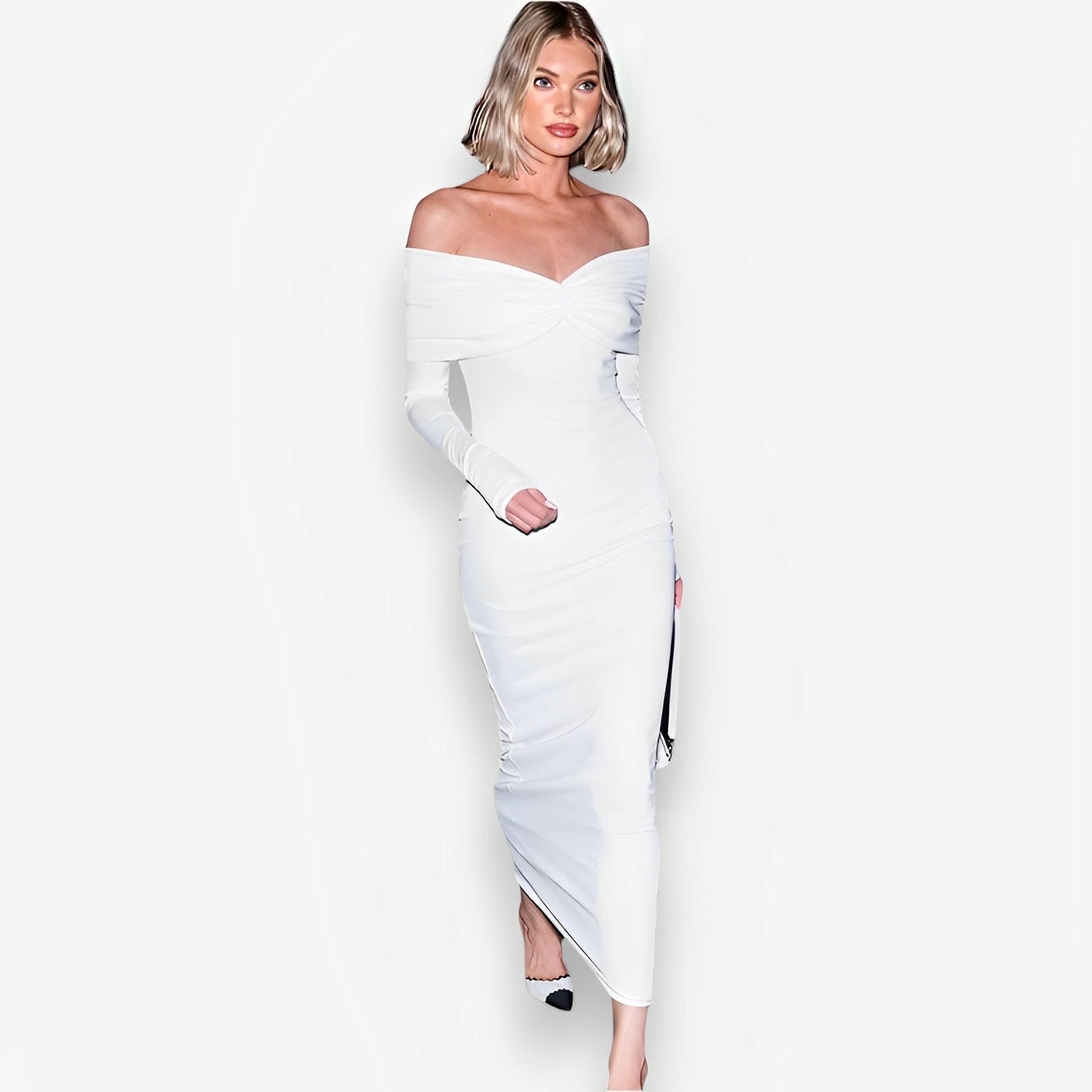 One-line collar banquet evening dress