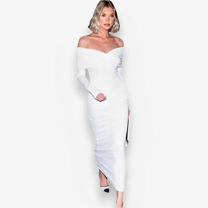 One-line collar banquet evening dress