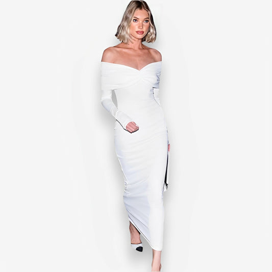 One-line collar banquet evening dress