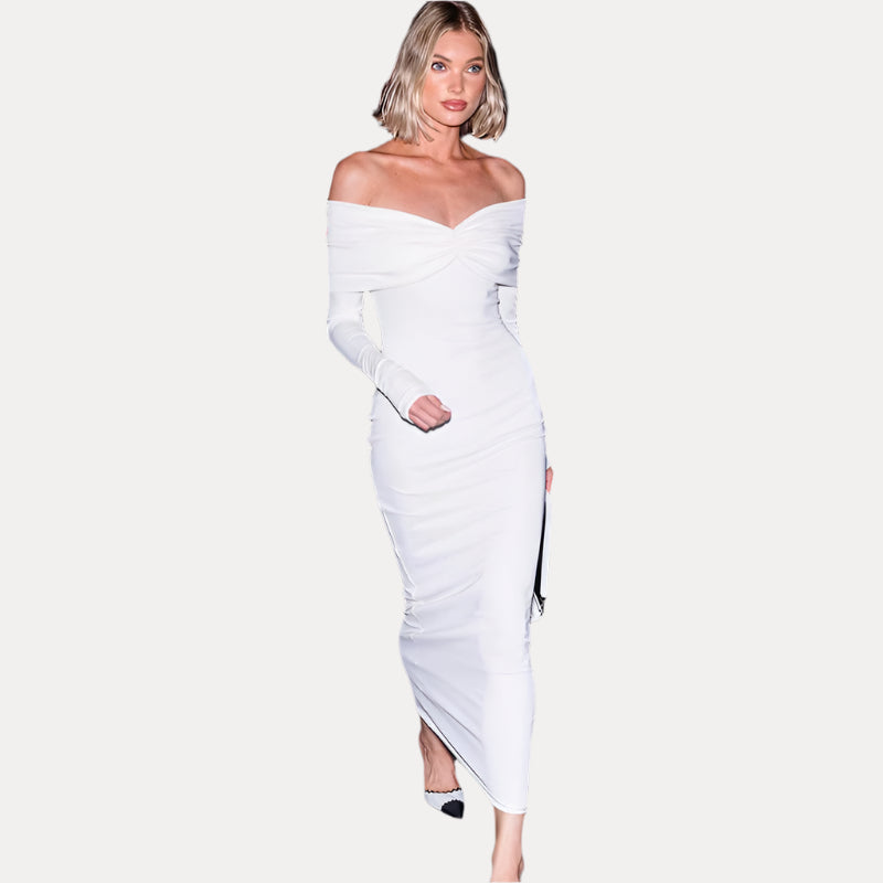 One-line collar banquet evening dress