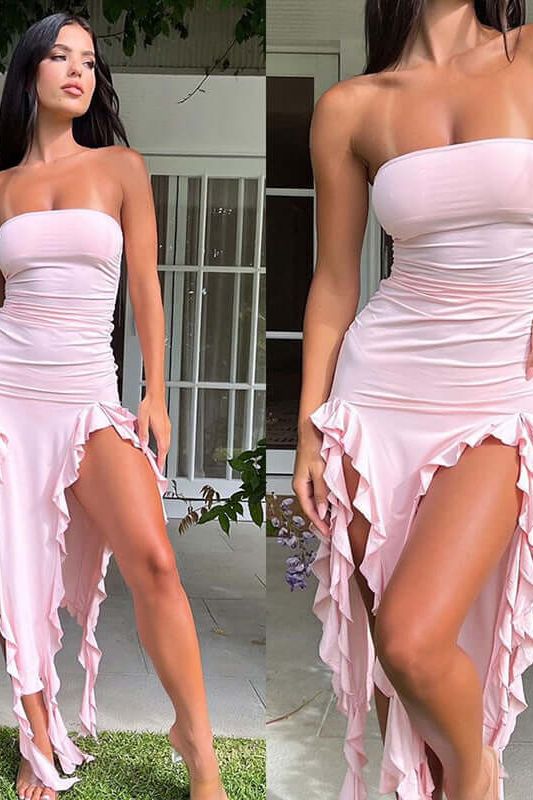 One-Shoulder Tube Top Hip-Wrapped Slim Dress