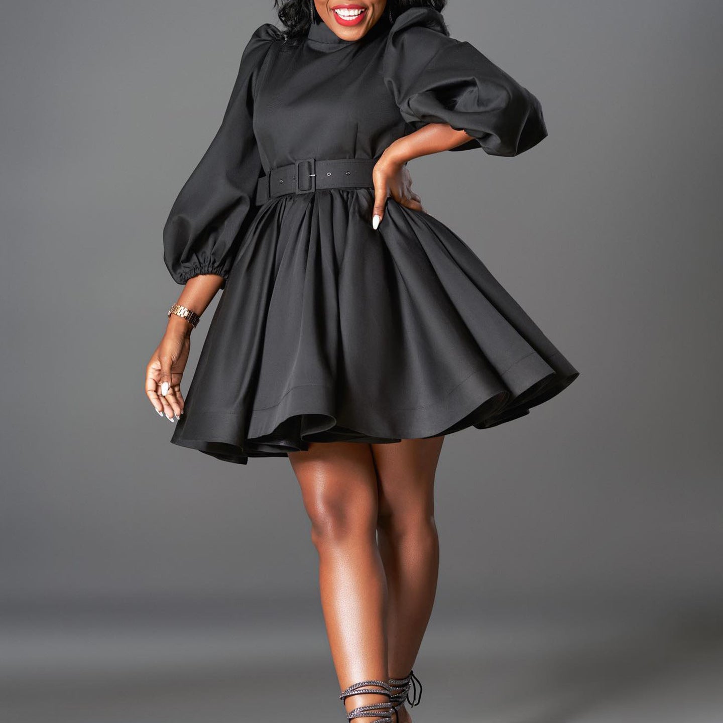 Puff Sleeve Waist Dress