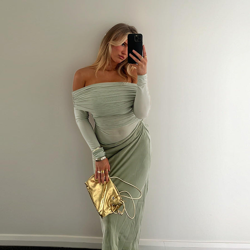 Alisha Off-Shoulder Dress - Green