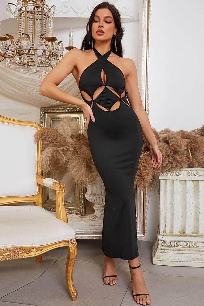 Hollowed out slim fit hip dress