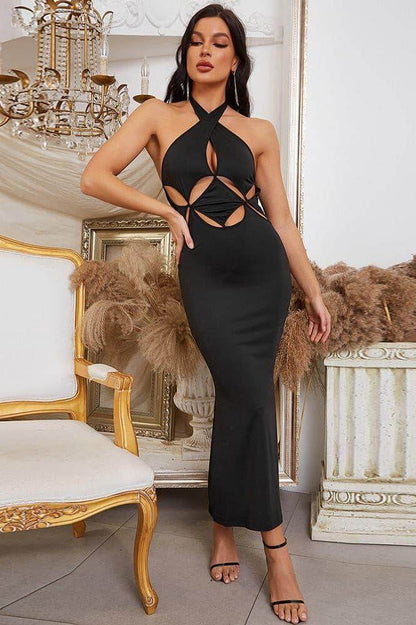 Hollowed out slim fit hip dress